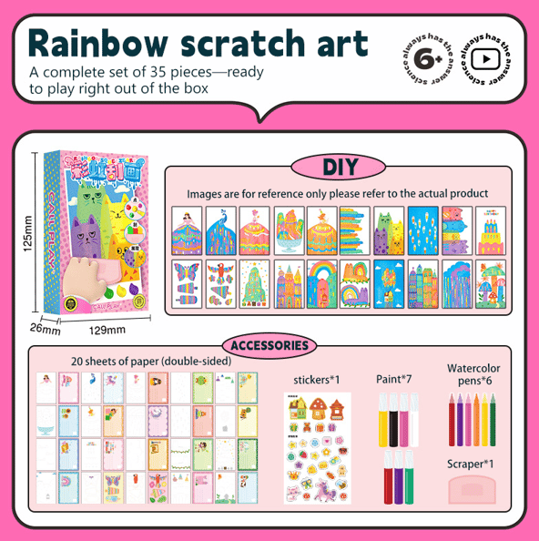 Vibrant Rainbow Scratch Art Kit